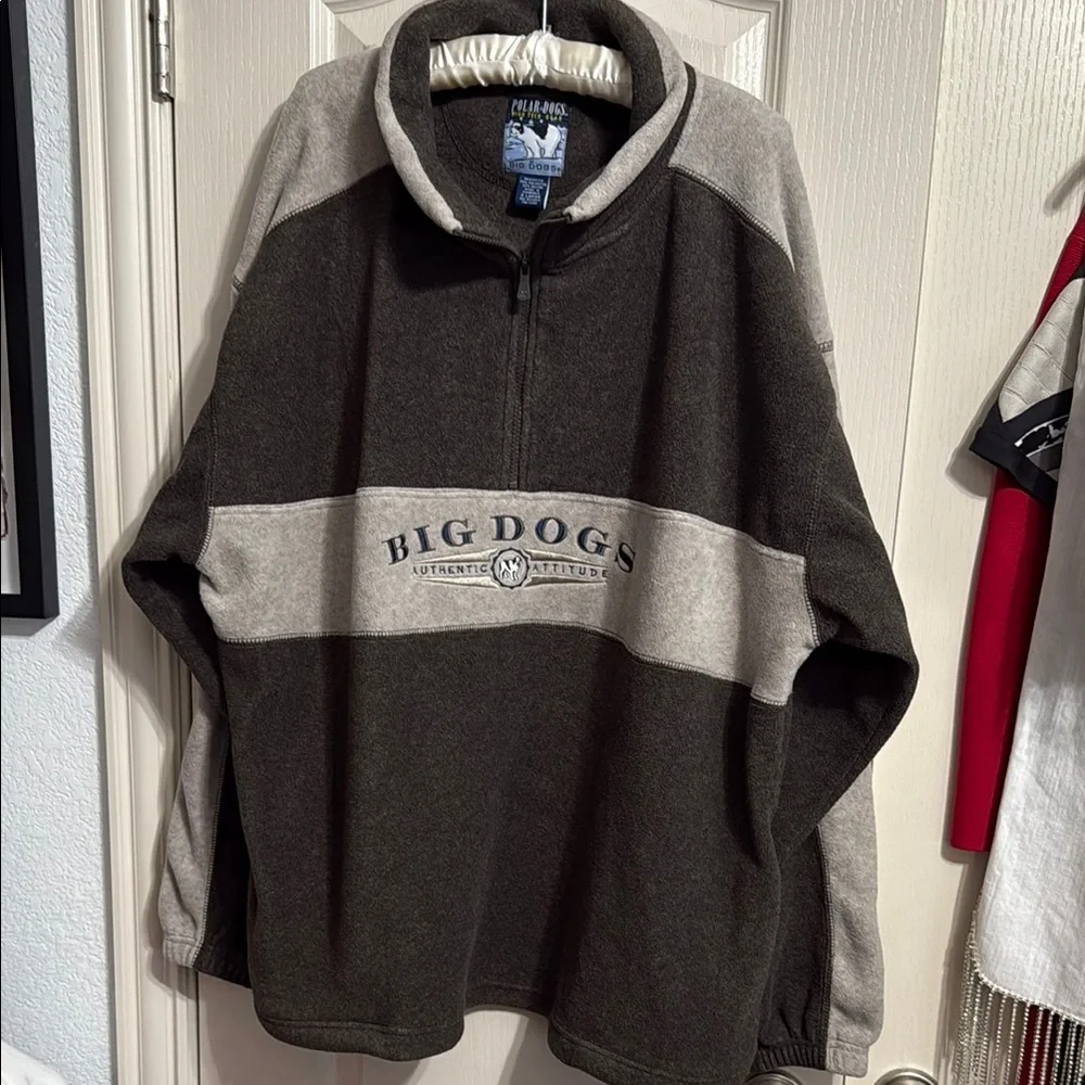 Vintage 90s Big Dogs Embroidered Logo Polar Fleece Pullover Indie Sleaze Skater